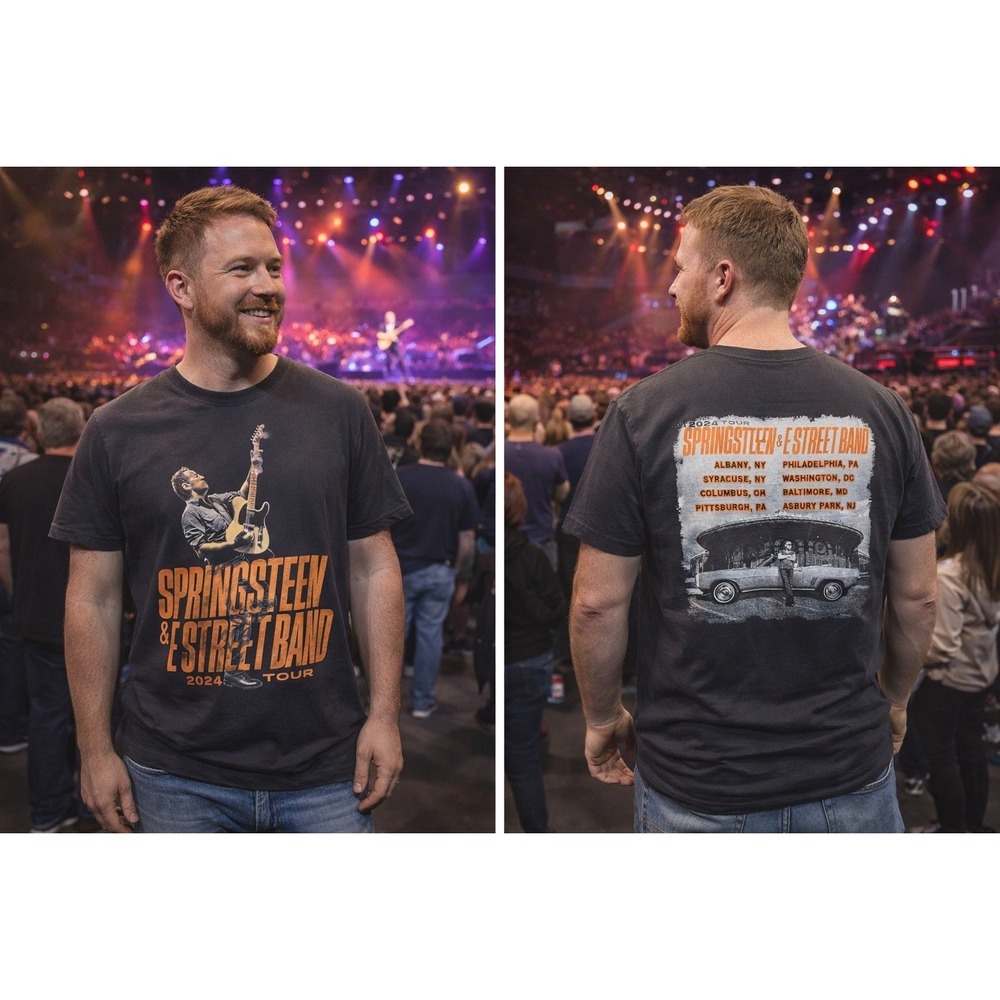 Bruce Springsteen E Street Band 2024 Tour T-Shirt Men's Medium Black Concert Tee